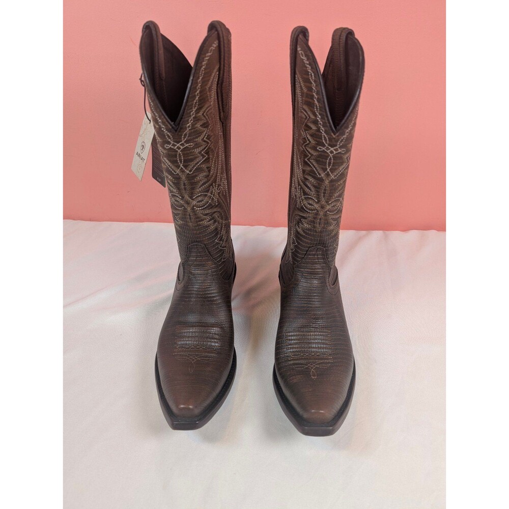 Women's Ariat Alamar Lizard Print X Toe Western Boots Brown Size 8 New - Picture 3 of 8